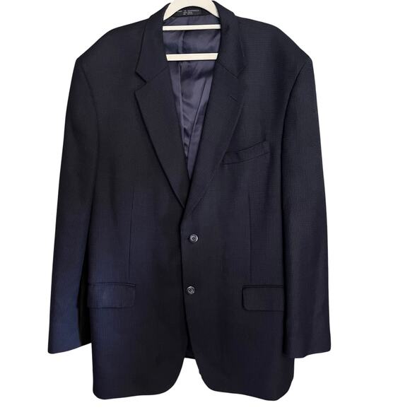 Albert Nipon Wool Jacket Black Blue Check  EST. 44R Career Academia Designer - Picture 1 of 8